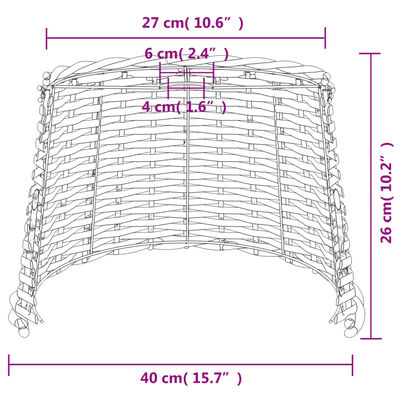 vidaXL Pantalla para lámpara de techo mimbre blanco Ø40x26 cm