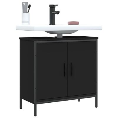 vidaXL Armario para lavabo de baño madera ingeniería negro 60x30x60 cm