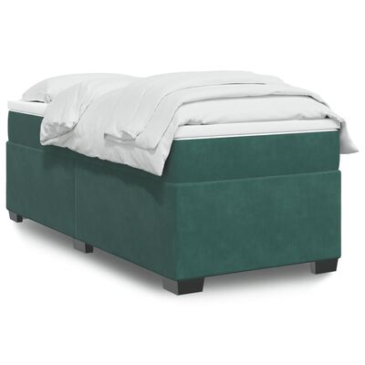 vidaXL Cama box spring con colchón terciopelo verde oscuro 90x190 cm