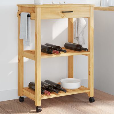 vidaXL Carrito de cocina MONZA madera maciza de pino 60x40x90 cm