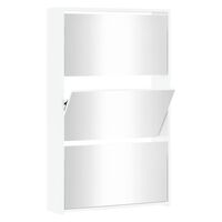 vidaXL Mueble zapatero y espejo 3 niveles blanco brillo 63x17x102,5 cm