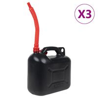 vidaXL Bidón de combustible boquilla flexible 3 ud plástico negro 10 l