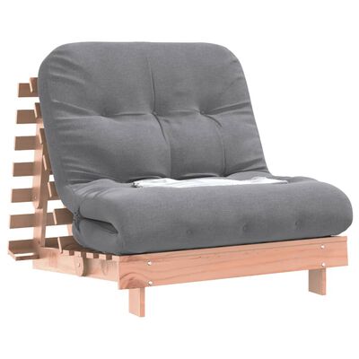 vidaXL Futón sofá cama con colchón madera maciza Douglas 90x206x11 cm