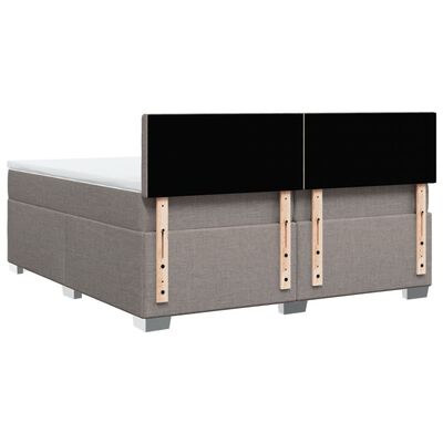 vidaXL Cama box spring con colchón tela gris taupe 200x200 cm