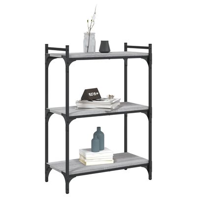 vidaXL Librería 3 estantes madera ingeniería gris Sonoma 60x30x86 cm