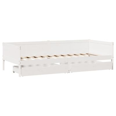 vidaXL Sofá cama con cajones madera maciza de pino blanca 90x190 cm