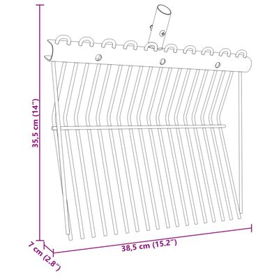 vidaXL Cabezal de horquilla de rastrillo con 18 púas de acero negro