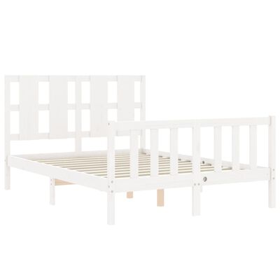 vidaXL Estructura de cama con cabecero madera maciza blanco 140x190 cm