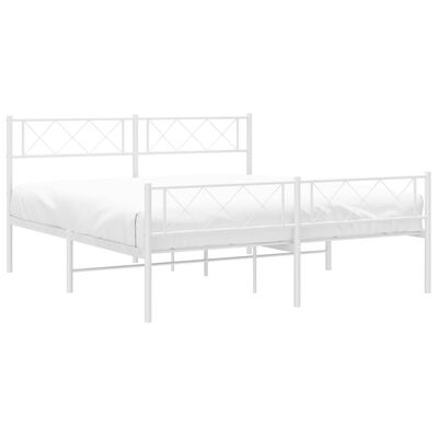 vidaXL Estructura cama sin colchón con estribo metal blanco 150x200 cm