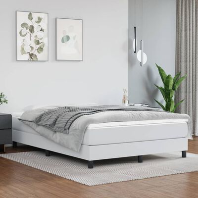 vidaXL Estructura de cama de cuero sintético blanco 140x190 cm