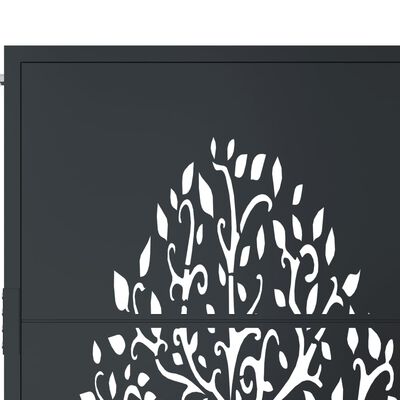 vidaXL Puerta de jardín acero gris antracita diseño árbol 105x105 cm