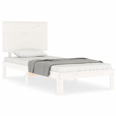 vidaXL Estructura de cama con cabecero madera maciza blanco 100x200 cm