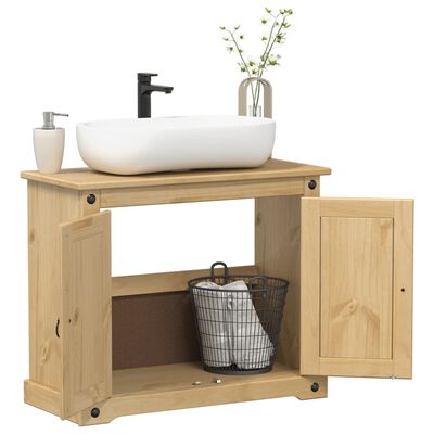 vidaXL Mueble de lavabo de baño Corona madera maciza pino 73x33x60 cm