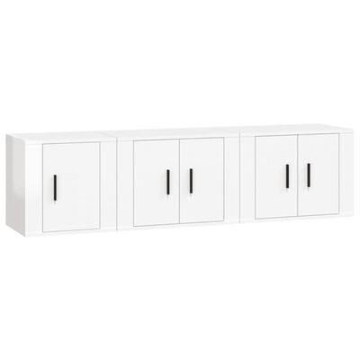 vidaXL Set de muebles de TV 3 pzas madera contrachapada blanco brillo