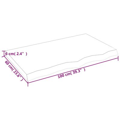 vidaXL Tablero de mesa madera maciza roble sin tratar 100x60x(2-6) cm