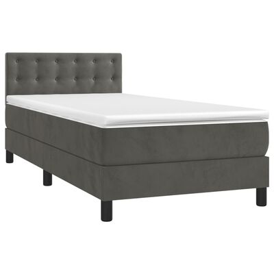 vidaXL Cama box spring colchón y LED terciopelo gris oscuro 100x200 cm