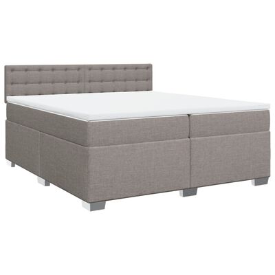 vidaXL Cama box spring con colchón tela gris taupe 200x200 cm