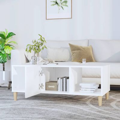 vidaXL Mesa de centro madera contrachapada blanco 102x50x40 cm