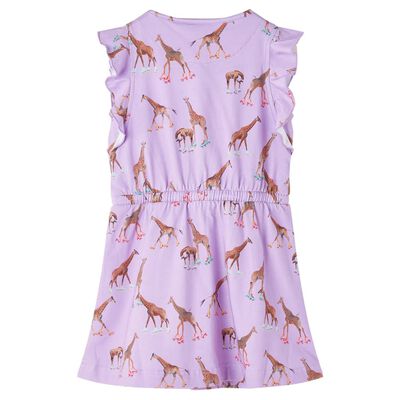 Vestido infantil mangas con volantes cordón lila 128