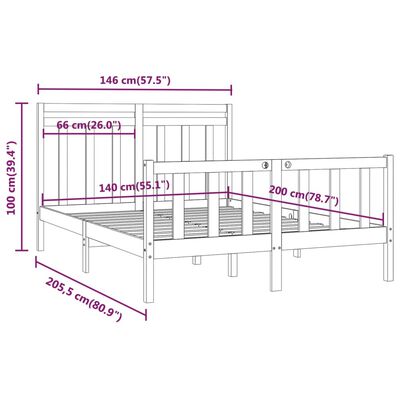 vidaXL Estructura de cama sin colchón madera maciza de pino 140x200 cm