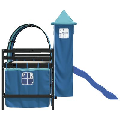 vidaXL Cama alta para niños con torre madera pino azul 80x200 cm