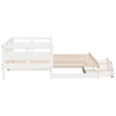 vidaXL Sofá cama nido con cajones madera maciza pino blanca 80x200 cm