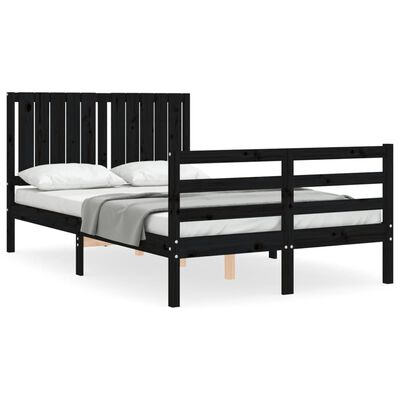 vidaXL Estructura de cama con cabecero madera maciza negro 120x200 cm