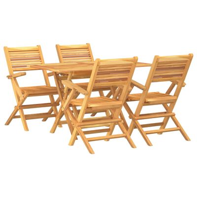 vidaXL Juego de comedor para jardín 5 piezas madera maciza de teca