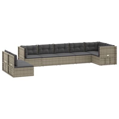 vidaXL Set de muebles de jardín 8 pzas y cojines ratán sintético gris