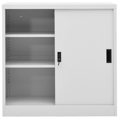 vidaXL Armario de oficina puerta corredera acero gris claro 90x40x90cm