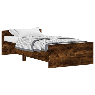 vidaXL Estructura de cama sin colchón madera roble ahumado 90x190 cm