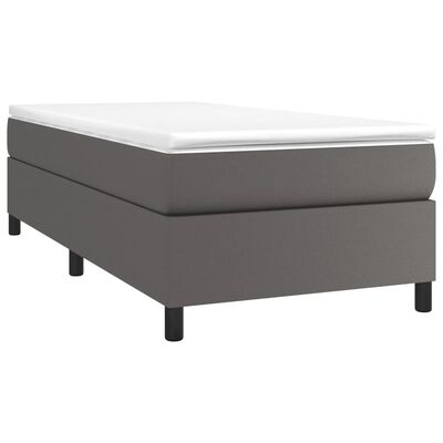 vidaXL Estructura de cama de cuero sintético gris 90x200 cm