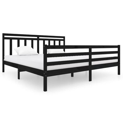 vidaXL Estructura de cama de madera maciza negra 200x200 cm