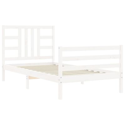 vidaXL Estructura de cama con cabecero madera maciza blanco 90x200 cm