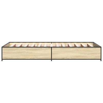 vidaXL Estructura cama madera ingeniería metal roble Sonoma 75x190 cm