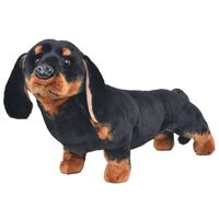 vidaXL Perro teckel de peluche de pie negro XXL