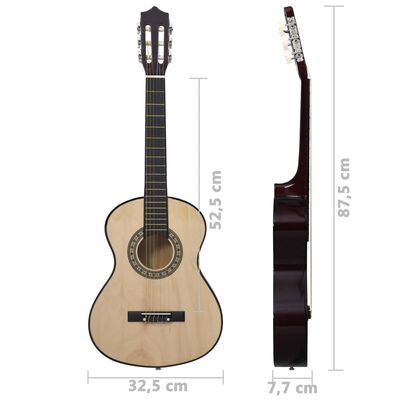 vidaXL Set de guitarra clásica para niños principiantes 8 pzas 1/2 34"