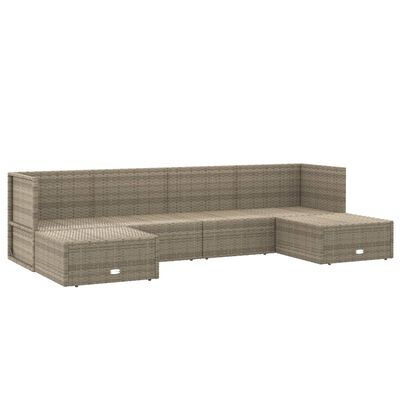 vidaXL Set de muebles de jardín 6 pzas y cojines ratán sintético gris