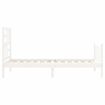 vidaXL Estructura de cama con cabecero madera maciza blanco