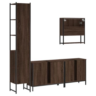 vidaXL Set de muebles baño 4 pzas madera contrachapada roble marrón