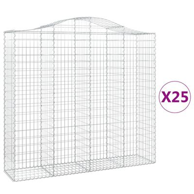 vidaXL Cestas gaviones 25 uds forma de arco hierro 200x50x180/200 cm