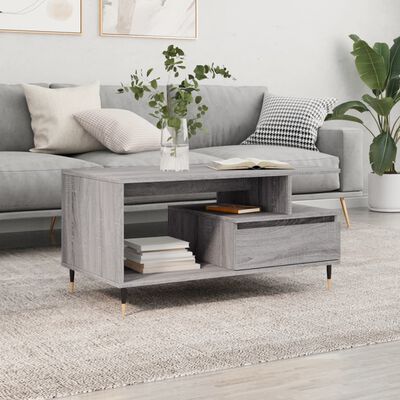 vidaXL Mesa de centro madera contrachapada gris Sonoma 90x49x45 cm