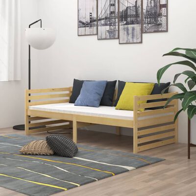 vidaXL Sofá cama con colchón madera de pino maciza 90x200 cm