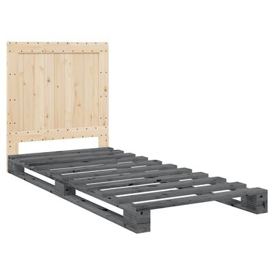 vidaXL Estructura de cama con cabecero madera de pino gris 90x200 cm