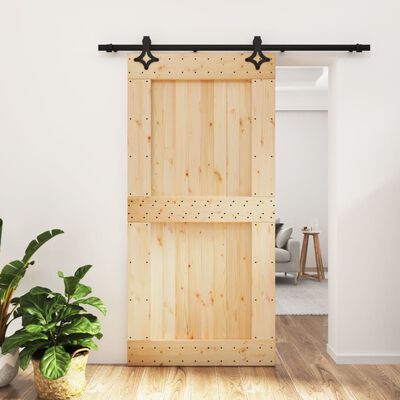 vidaXL Puerta corredera con herrajes madera maciza de pino 100x210 cm