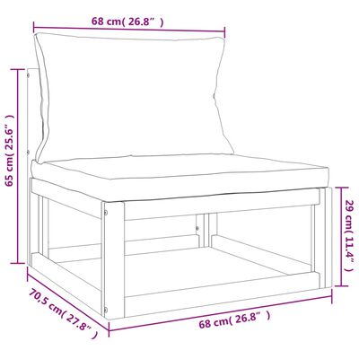 vidaXL Set muebles de jardín 9 pzas madera maciza y cojines gris claro