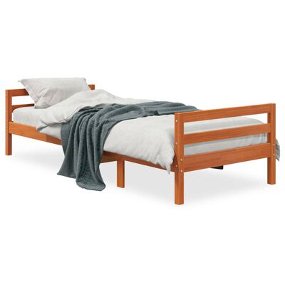 vidaXL Estructura de cama sin colchón madera maciza marrón 75x190 cm