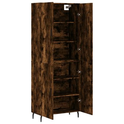 vidaXL Aparador alto madera contrachapada roble ahumado 69,5x34x180 cm