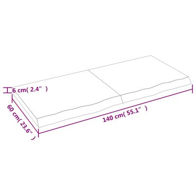 vidaXL Tablero de mesa madera maciza roble sin tratar 140x60x(2-6) cm