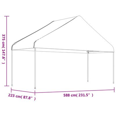 vidaXL Cenador con techo polietileno blanco 8,92x5,88x3,75 m